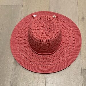 C.C wide brim coral sun/beach hat